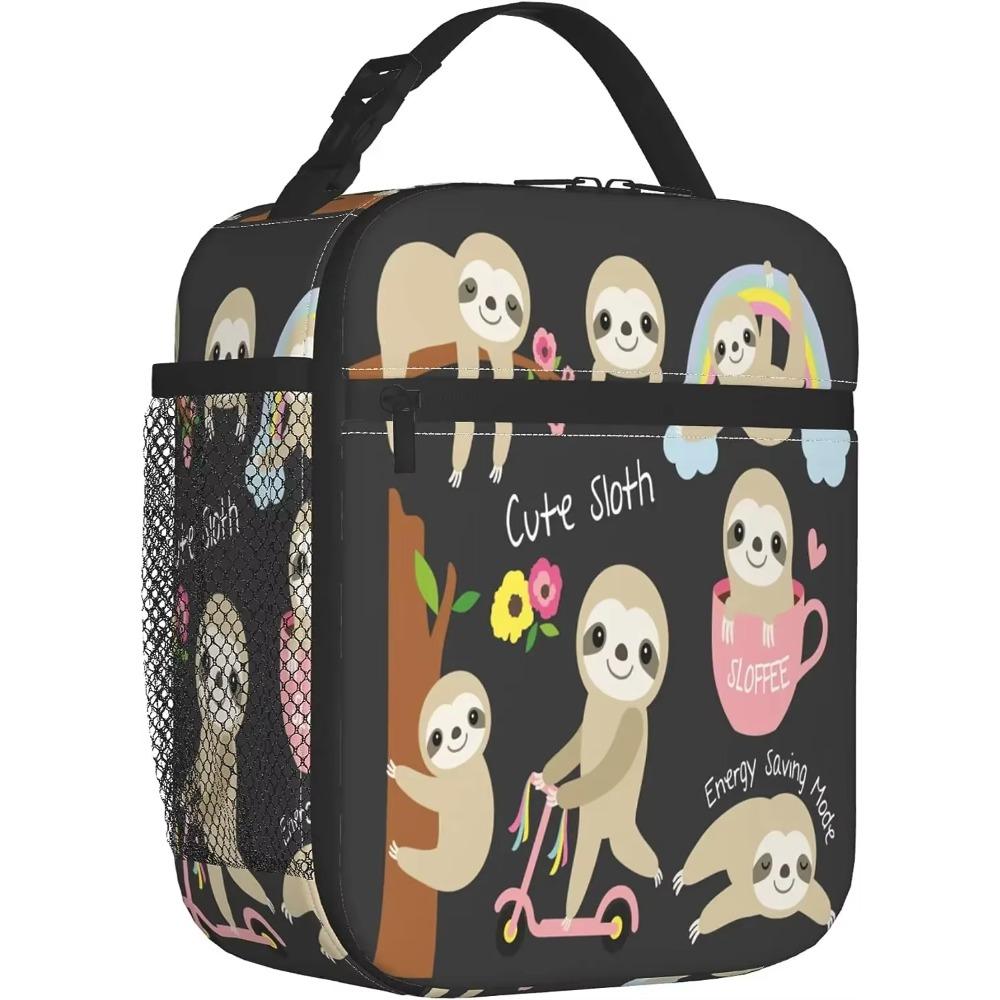 Cute Sloth Insulated Lunch Bag Thermal Lunch Box Tote Cooler Reusable Lunch Pail Outdoors Bento Meal Bag for Women Men