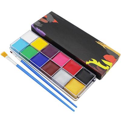 12 Colors Body Art Paint Pigment Makeup Face Painting Paint Safe Paints with Brushes Halloween Party Drama Make Up Supplies