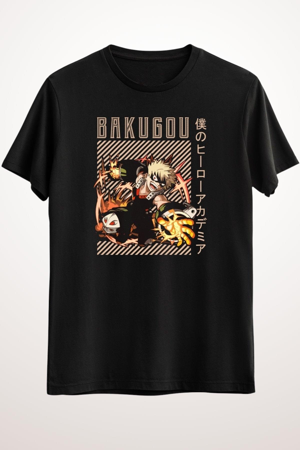 

Erkek Siyah Anime My Hero Academia Bakugou Katsuki T-shirt Unisex Ds1388