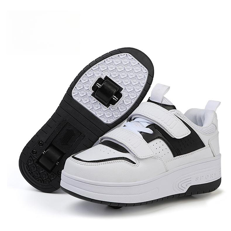 New Runaway Shoes Double Wheel Pulley Shoes Boys Children with Wheels Shoes Girls Skates Adult Deformation Shoes
