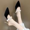 New Summer Style Fashionable Comfortable Elegant Casual and Versatile Pearl Heel Wear-resistant Toe-toe Shoes High Heels