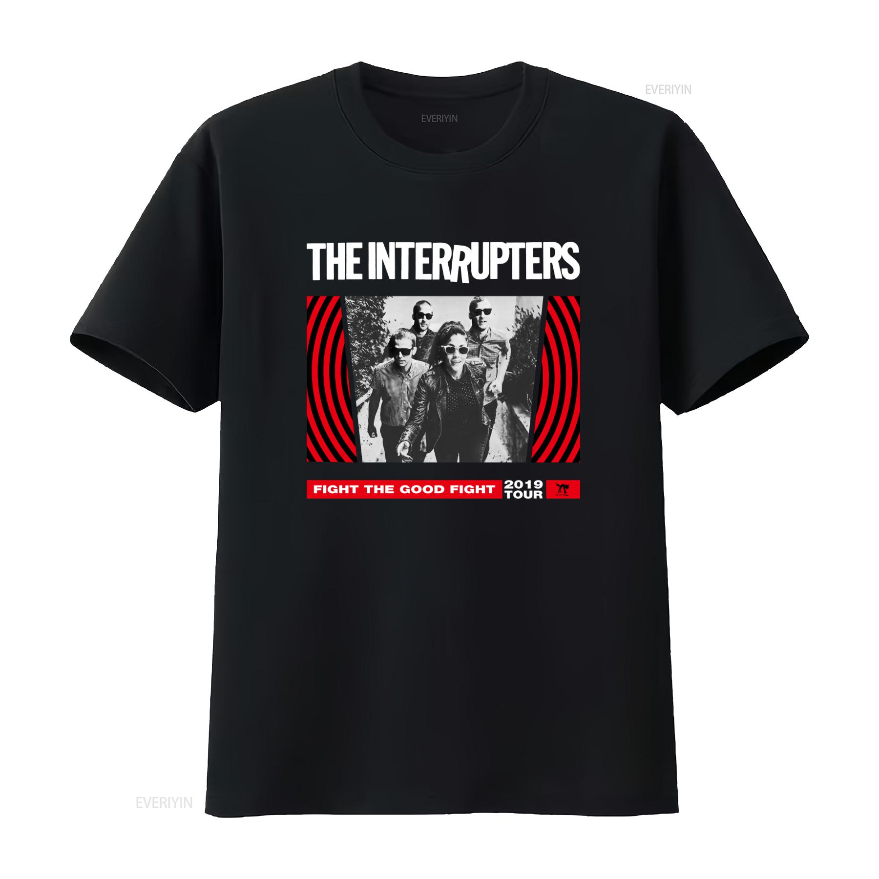 The Interrupters Band Damen Mittleres T-Shirt Fight Good 2019 Tour Aufdruck vintage Gewaschen Dehnbar Unisex Freizeit Grafik 4XL