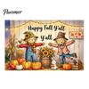 Dekorative Herbstszene für Party 70 x 45 Zoll Kürbis-Hintergrund, Herbsternte-Gnom-Dekorationen Vogelscheuche Fotografie-Hintergrund, Thanksgiving-Banner