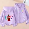 Kinder Reißverschluss Stil Buchstaben CR7 Rosa Strickjacke Kapuzenpullover Sweatshirt Mädchen Junge 3-12 Jahre Freizeit Mode Trend Oberteil Sportjacke Kleidung