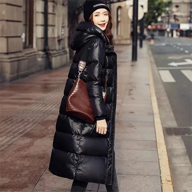 Long Jacket Winter Down Cotton Jacket Women's Clothing Long Parkas Slim Hooded Warm Winter Coats Female Black Overcoats