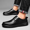 Men's New First-layer Cowhide Polished Leather Shoes Leather Lace-up Casual Flat Men's Shoes Comfortable Soft Sole Middle-aged Dad