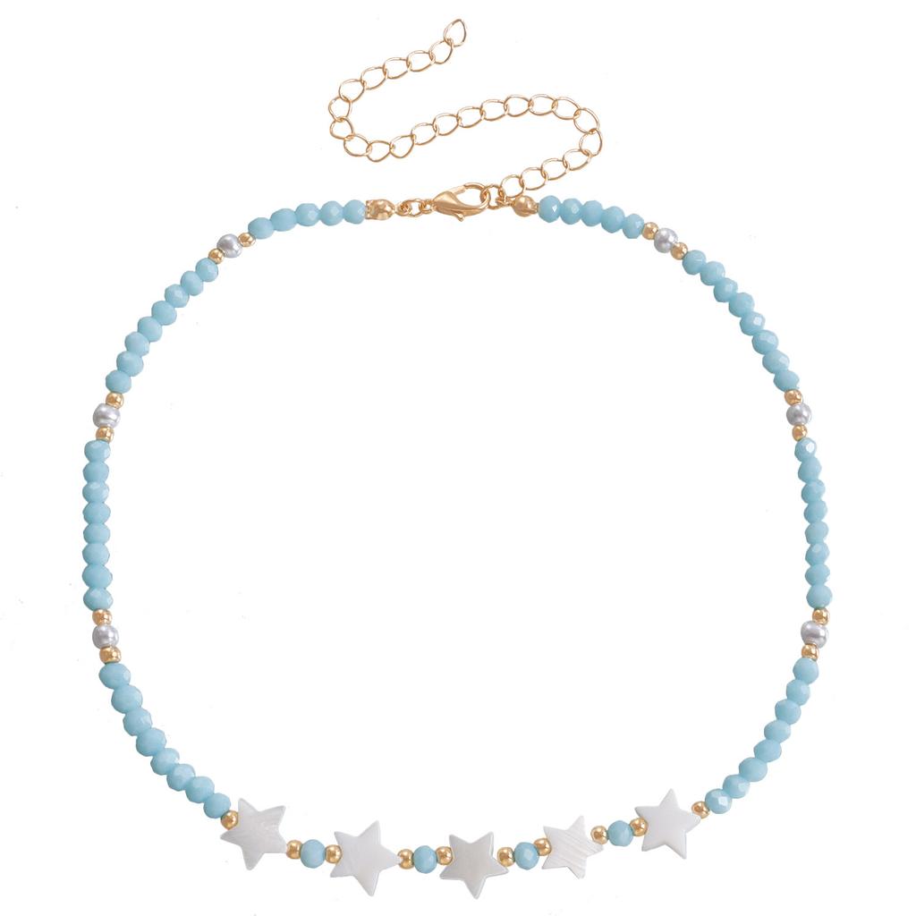 Wind Sexy Five-Color Crystal Necklace Simple Temperament High-End Star Collarbone Chain Woman