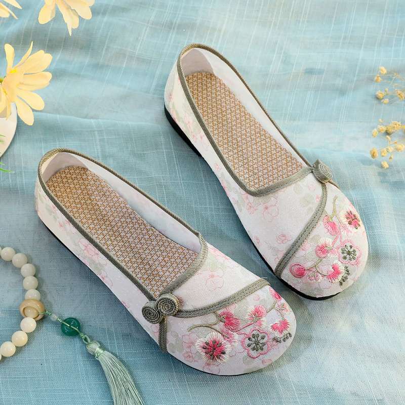 One Pedal Ethnic Style Breathable Retro Women's Slippers Casual Old North Cloth Shoes Elderly Cloth Shoes Embroidered Women