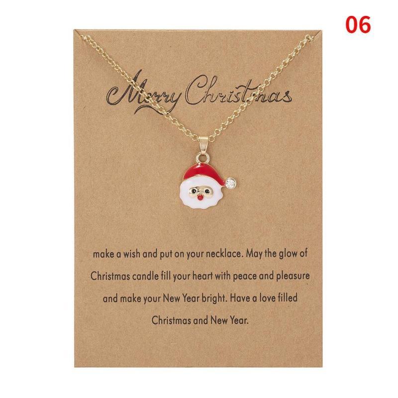 Charm Christmas Necklace for Women Men Merry Christmas Snowman Santa Claus Pendant Link Chain Necklace Xmas Jewelry Gifts