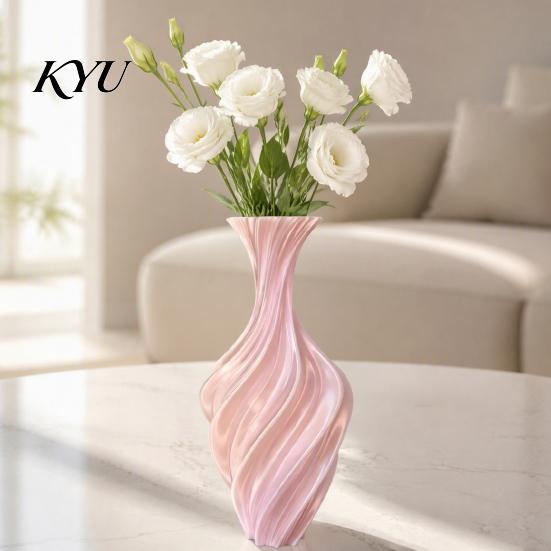 Charmante Heimdekorationsvase 3D-gedruckte Vase, Verdrehtes Wirbeldesign, Minimalistischer Tisch-Pflanztopf zur Stressbewältigung, Hydroponische Blume für Wohnzimmer