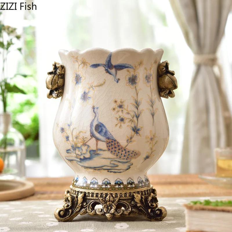 Chinese Ceramic Vase Creative Home Decoration Crafts Flowers Dried Flower Vase Decoration Table Flower Arrangement Decoration