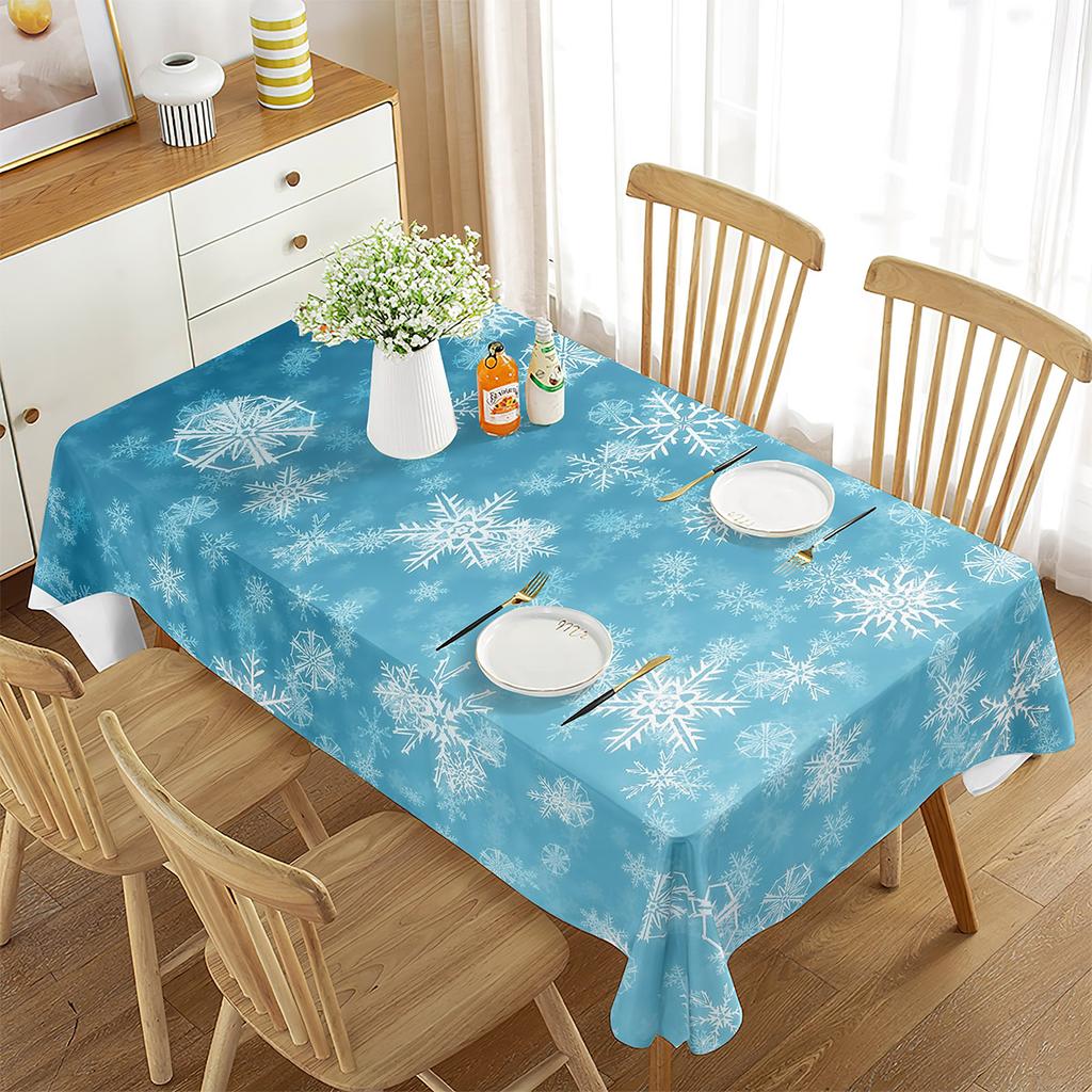 Comforter Snowflakes Tablecloth Rectangular Sparkling Home Decor White Snowflakes Tablecloth For Home Tea Table Dining Room Wedding Decor