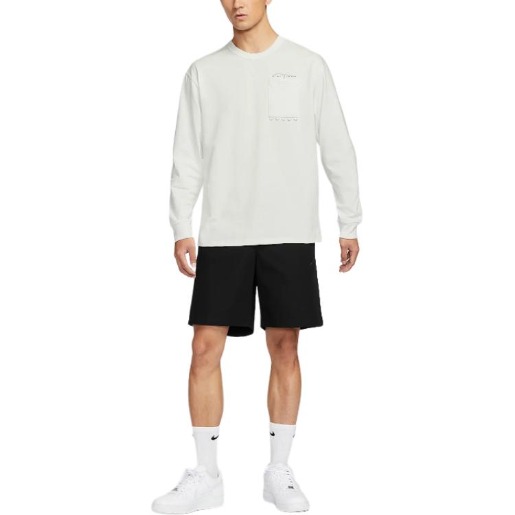 Nike Sportswear Premium Crew Neck Comfortable Pullover Pocket Long Sleeve T-Shirt Men Tops Mountain-White IF0369121