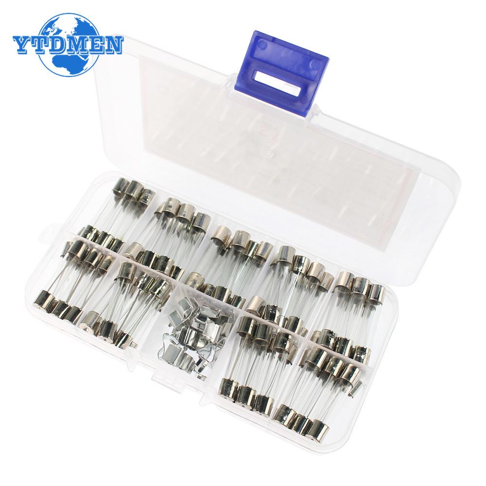 72PCS 6x30mm Rychlofoukané sklo Rychlofoukací skleněná trubice do auta Assorted Kit 0,5A 1A 2A 3A 5A 10A 15A 20A 30A Zesilovač 6*30
