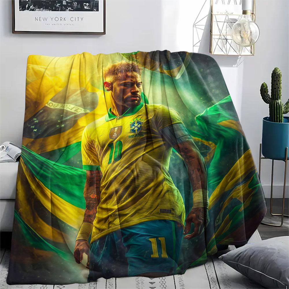 1PC Neymar Patterned Flannel Blanket Suitable For All Seasons for Home Decor Warmth and Comfort Gifts Holiday Present