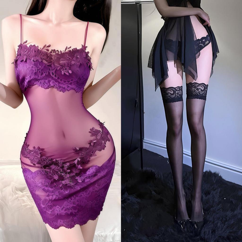Sex underwear lace transparent sexy nightdress royal sister feeling mesh suspender pajamas women's pure desire wind embroidery summer