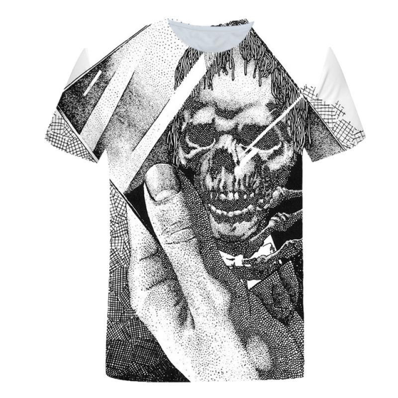 Summer Men's T-shirt Casual Round Neck Short-sleeved T-shirt Devil Skull Fashion Trendy Brand Skull 3D T-shirt Streetwear Tops