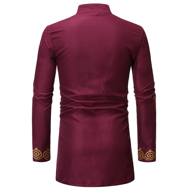 Men's Shirt - Autumn/Winter Casual Stand Collar, Hot Stamping, Medium Long Style (CG9)