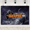 Game On! Video Gamer Kids Backdrop – Neon Green Gaming Theme, Next Level Up Decor For Birthday & Baby Shower Supplies-Tapestry