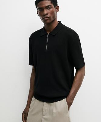Masimodutti Zipper Polo Neck Knit Sweater