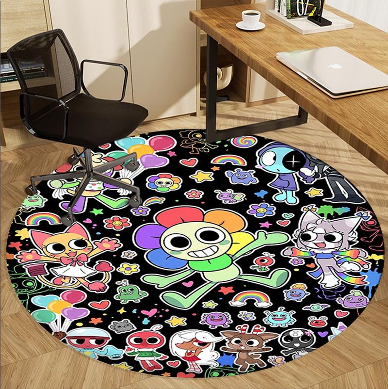 Dandy's World Pattern Round Rug, Indoor/Outdoor Mat, for Picnic, Gameroom, Bedroom, Office, Living Room, Home Decor Carpet, Birthday Gift