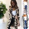 2026 Autumn Leopard Print Open-Front Knitwear Cardigan for Women - European & American Style
