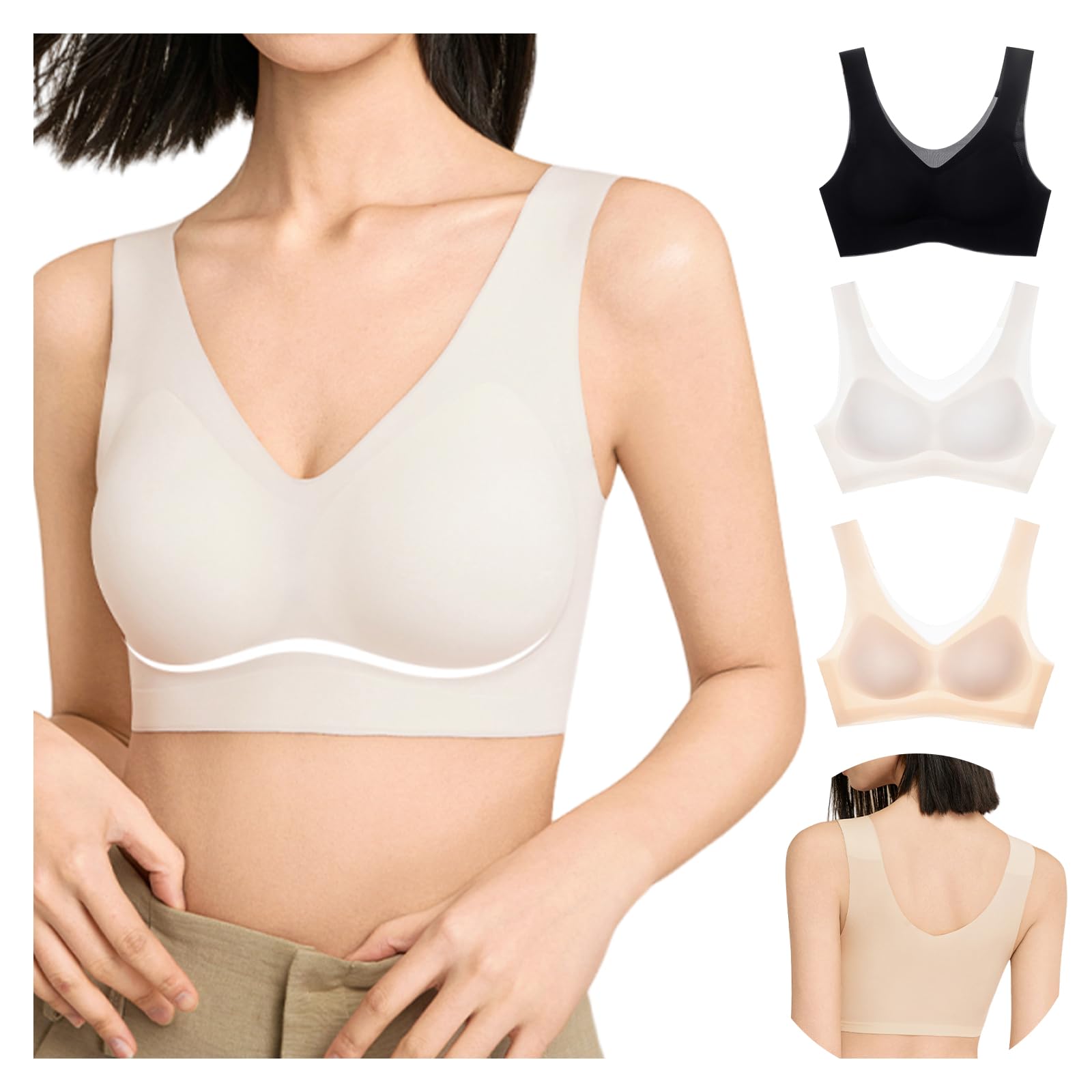 

ночной комплект из 3 дышащей кожи, красивые груди и без супермягкой высокой проймы можно носить днем или без стеснения 3 [Gialimes] Бюстгальтер без косточек, бюстгальтер,