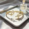 Four-pointed star18K Gold-plated Bracelet for Women, Shiny Zirconia-studded Open Spring Bracelet, Luxurious Celestial Star Bracelet, Elegant