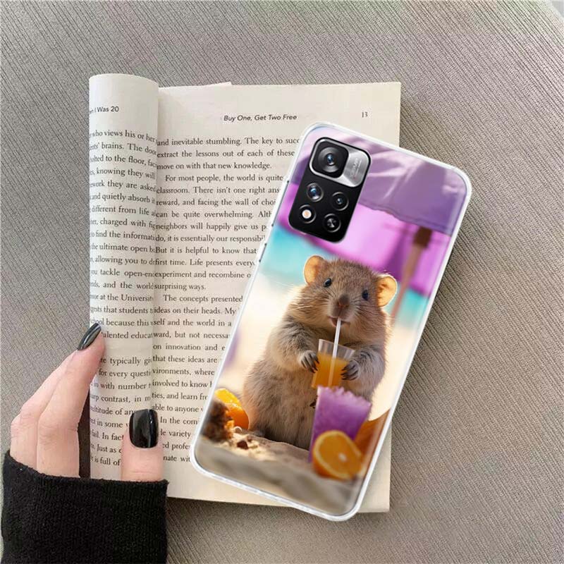 

Cute Hamster Phone Case For Redmi Note 13 12 Pro Plus 14 15 Pro 5G 11 11T 11E 11S 10 Pro 10S 9 9S Cover Cell Clear TPU Capa Case Redmi Note 13 Pro 4G