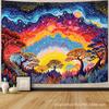 Starry Sky Sunrise Decoration Cloth Forest Wall Cloth Carpet Psychedelic Rich Colorful Background Cloth Indoor Hanging Cloth Dreamy Tapestry