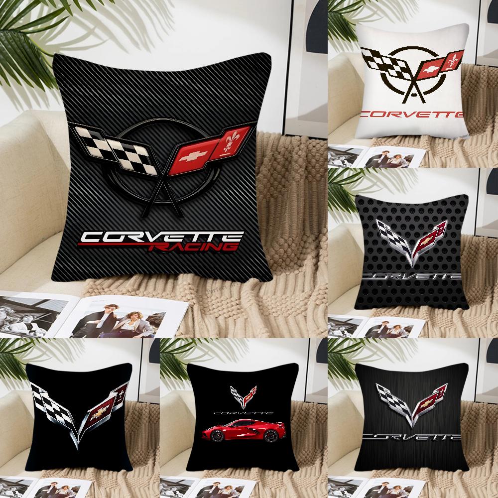 Cool Car C- Corvette Pillow Case Square Pillow Bedroom Sofa Leisure Comfort Cushion Car Living Room Home Decoration 40X40