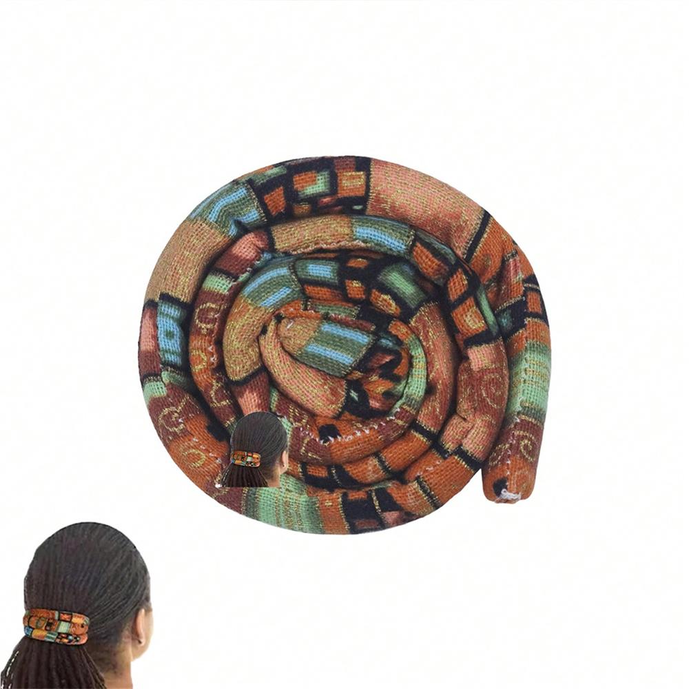 

1pc Women Hair Ties Ethnic Style Retro Print Dreadlocks Hair Band Iron Wire Embedded Bendable Ponytail Holder Hair Accessories