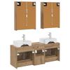 Bathroom Furniture Set 5 Pcs Artisan Oak Engineered Wood and Glass