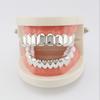 Custom Eco-friendly Gold Color Iced Rhinestones Teeth Grillz Top&Bottom Vampire Teeth Caps Hip Hop Blingbling Copper Body