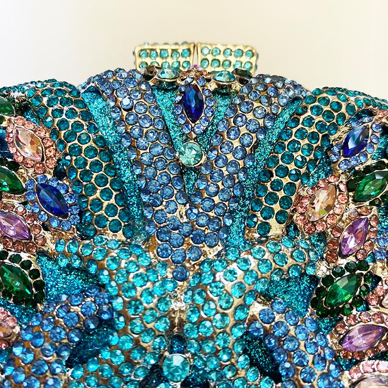 Blue/Green Rhinestone Women Evening Bag Party Dinner Minaudiere Luxury Lady Wedding Purse Bridal Handbags Gala Dazzling Clutches