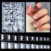 Nail Art Short French Half Sticker 200 Stück Nagelstück in Box, natürlicher transparenter quadratischer Kopf, künstlicher Nagel