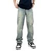 Old Washed Jeans Men's Loose Straight Wide-leg Light-colored Floor Pants Men's Spring and Autumn New Casual Long Pants
