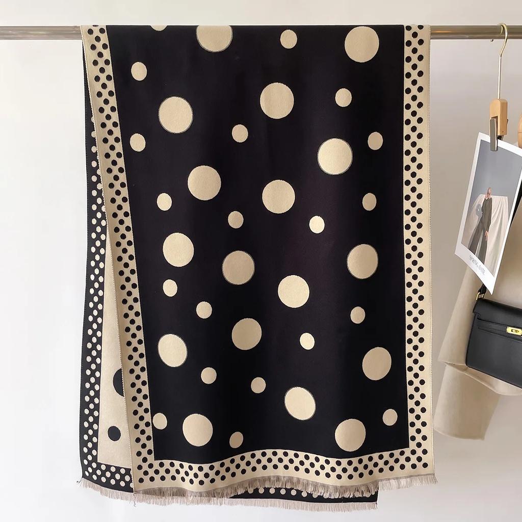 Women Luxury Winter Thick Warm Scarf Women Cashmere Shawl Dot Wraps Pashmina Neckerchief Bufanda Female Long Tessel Echarpe