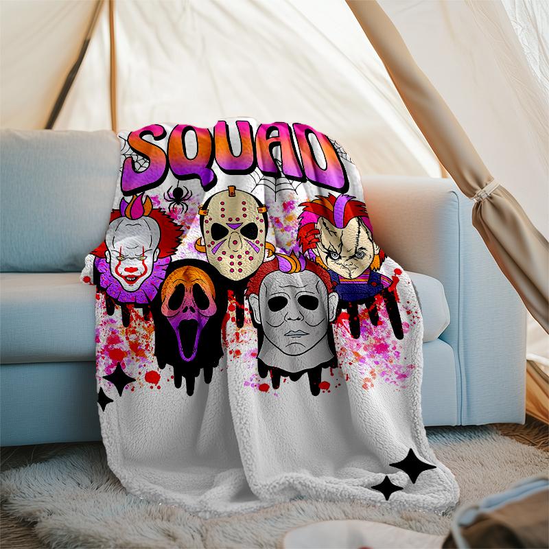 Coperta stampata a tema horror di Halloween - Perfetta per divano, letto, viaggi e uso all'aperto | Lavabile in lavatrice, accogliente e resistente.