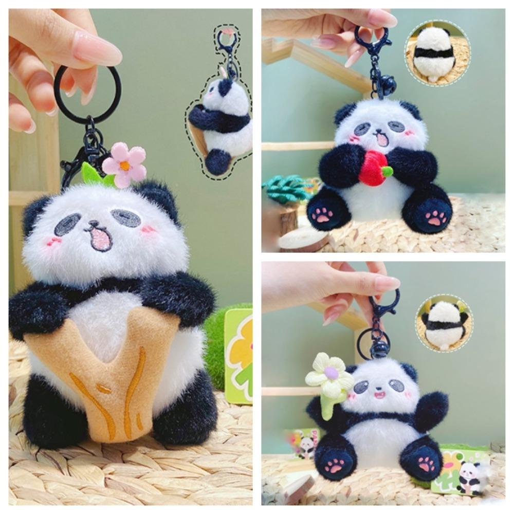 Cartoon Kawaii Animal Pendant Soft Stuffed Huahua Panda Keyring Plush Panda Keychain  Lady Girls