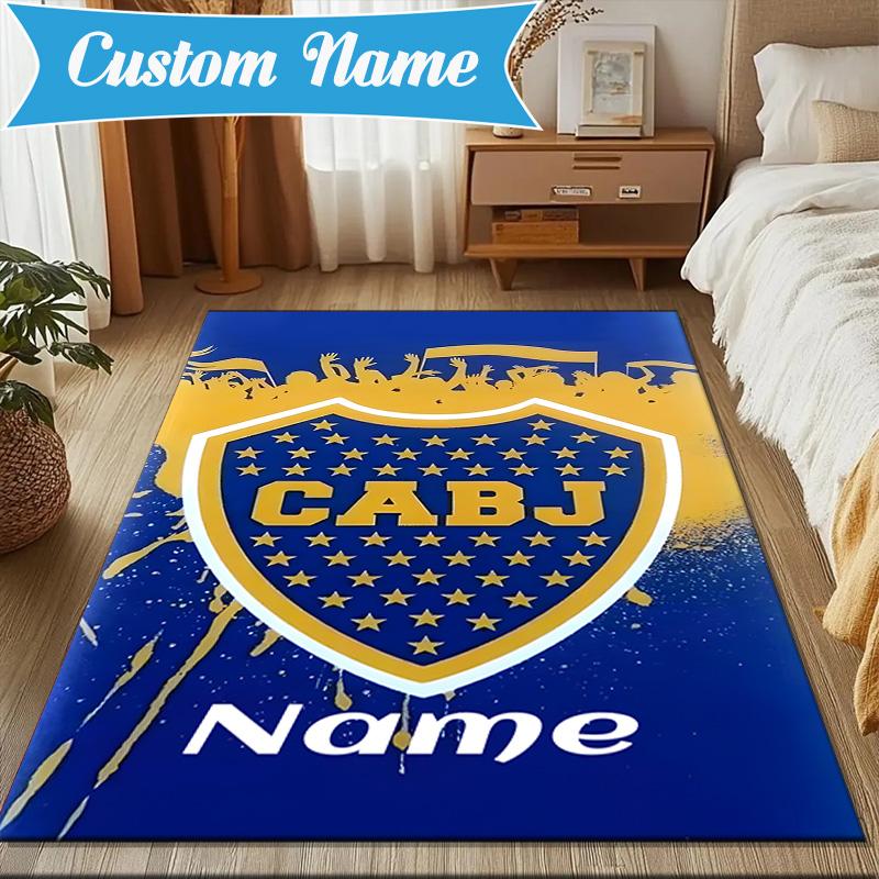 Custom Name Juniors Crest Rug Game Carpet, Floor Mat for Bedroom Living Room Entryway Rug, Home Decor Idea Gift for Christmas Birthday