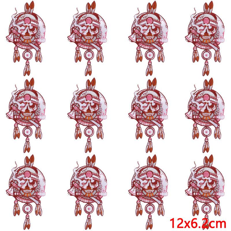 10Pcs/Lot Skull Punk Patches For Clothing Hip Hop Iron On Patches For Clothes Patch Thermoadhesive Embroidery Fusible Patch DIY