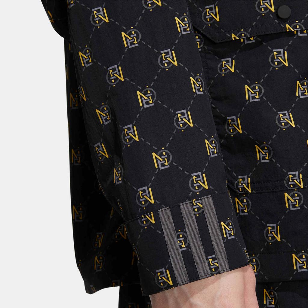 Adidas Neo Shirt Collar Print Hidden Stripe Single-Breasted Jacket Autumn Men Jacket Black HM2037