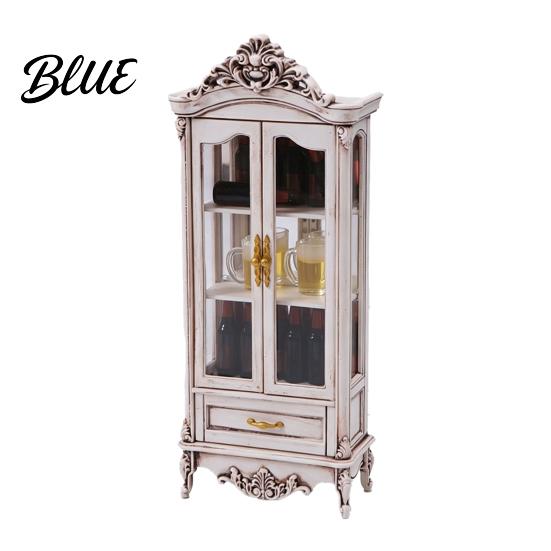 Retro Miniature Storage Shelf Curio Cabinet, 1/12 Scale Mini Wine Wooden Tiny Display Cabinet with Doll Mansion Drawers Drawer, Vintage Furniture for