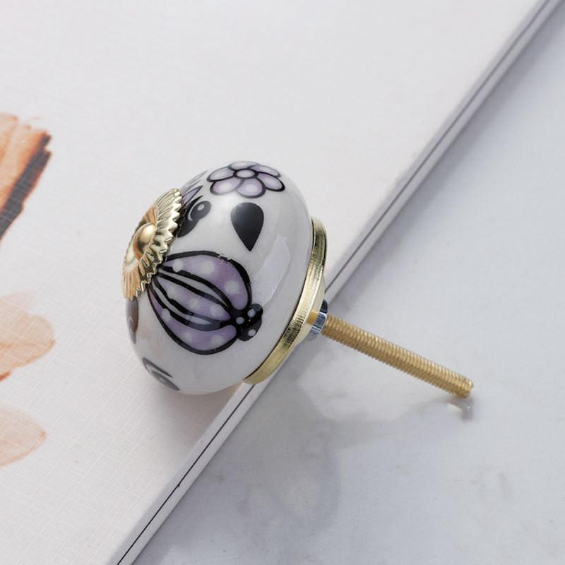 Pastoral Style Painted Ceramic 28*40mm Round Bedroom Cabinet Door Drawer Kitchen Handle Drawer Furniture Box Knobs