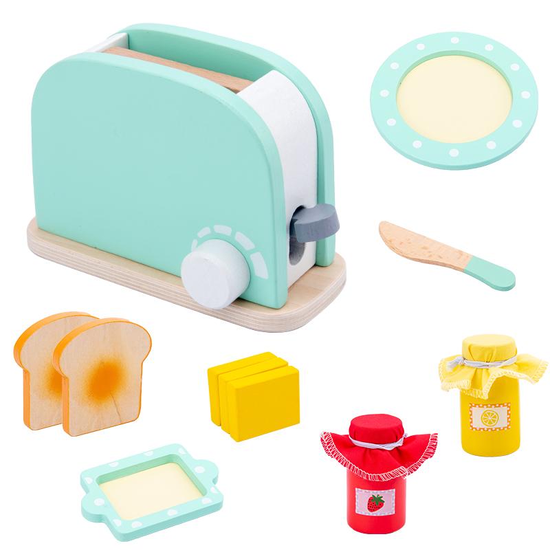 Wooden Kitchen Toy Set Coffee Machine Juicer Blender Toaster Oven | Children s Cooking DIY Simulation Scene Gifts For Kids