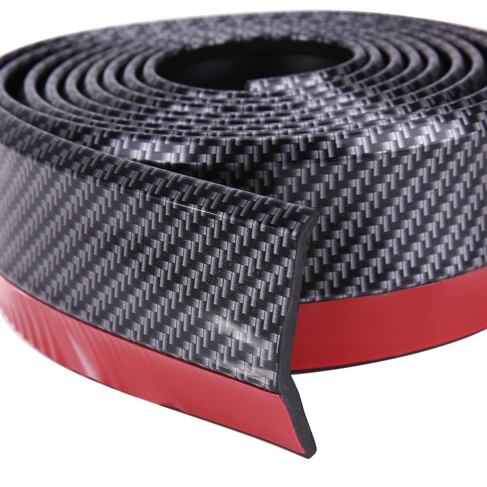 Black Soft Carbon Fiber Car Rubber Bumper Strip  Outside Bumper Front