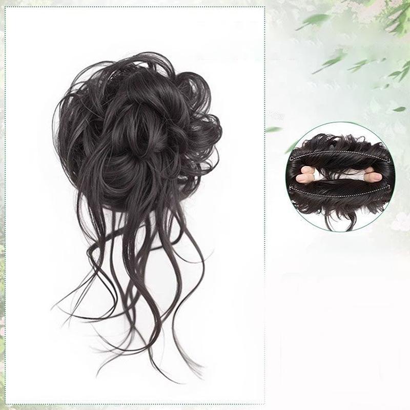 

Синтетическое термостойкое волокно Натуральные кисточки Вьющиеся волнистые волосы Небрежный пучок Для женщин и девушек На каждый день Вечеринка Свадьба чёрный