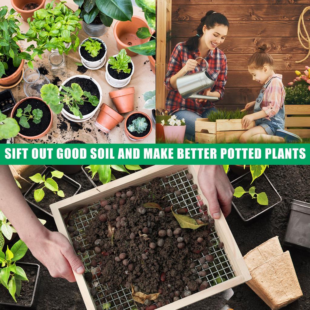 Ręczne sito do gleby ogrodowej Ręczne sito do żwiru Sito do kompostu do ziemi doniczkowej i kamieni Lekkie drewniane ergonomiczne