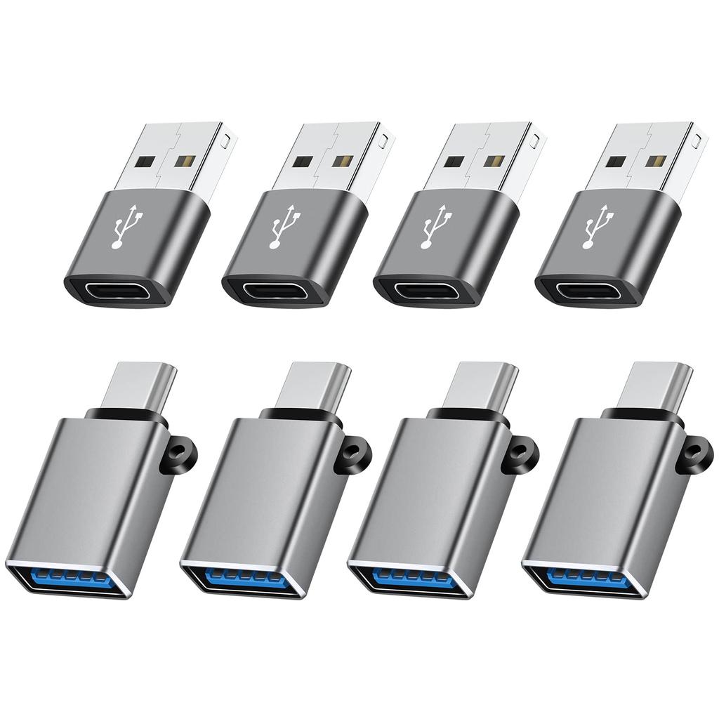 USB Type C Adapter 8 Pack,USB To USB C Adapter,USBC Type A Male Female OTG Converter Adaptor,Charger Cable Connector